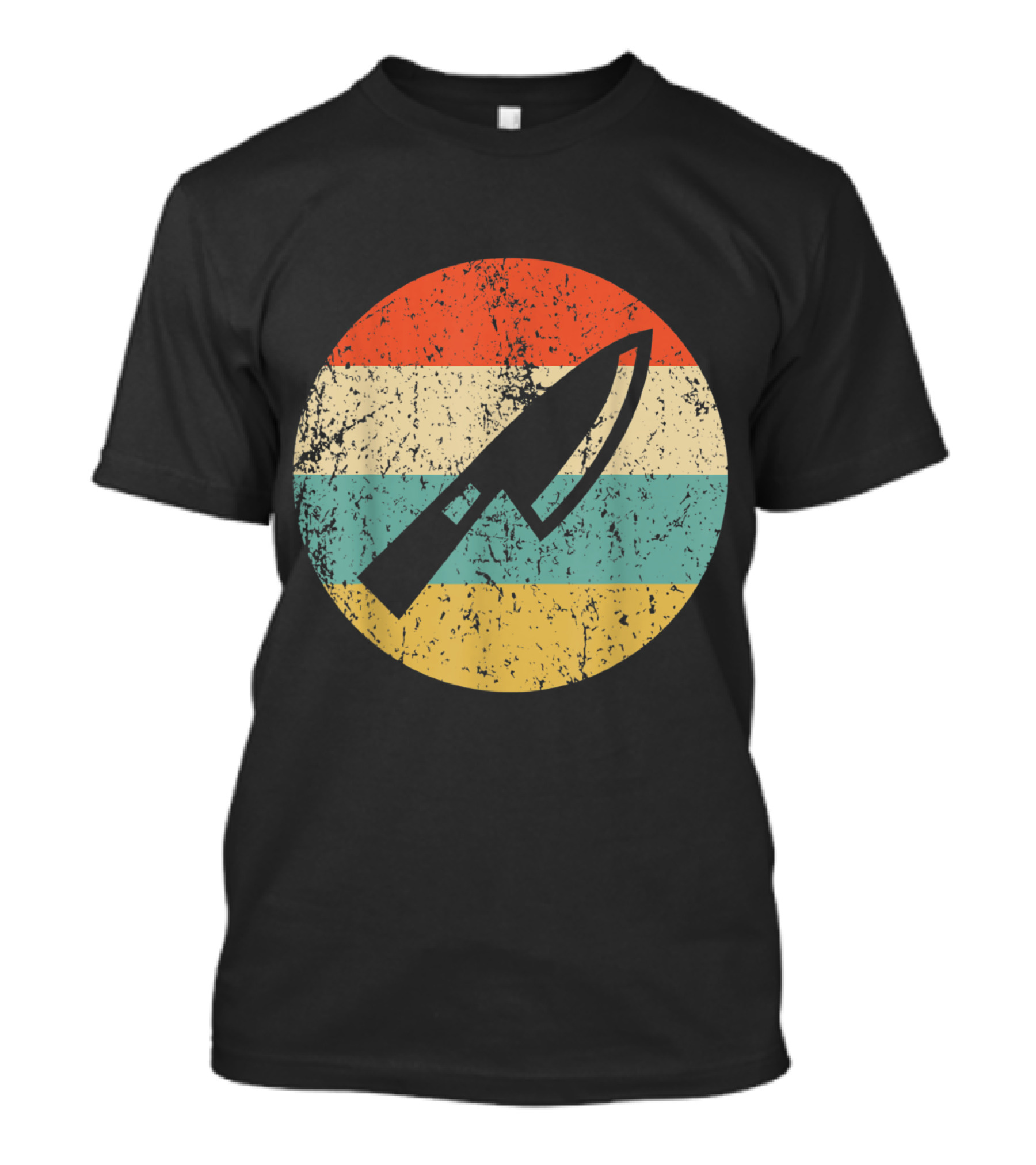 Vintage Chef Knife Retro Stripes Circle T-Shirt