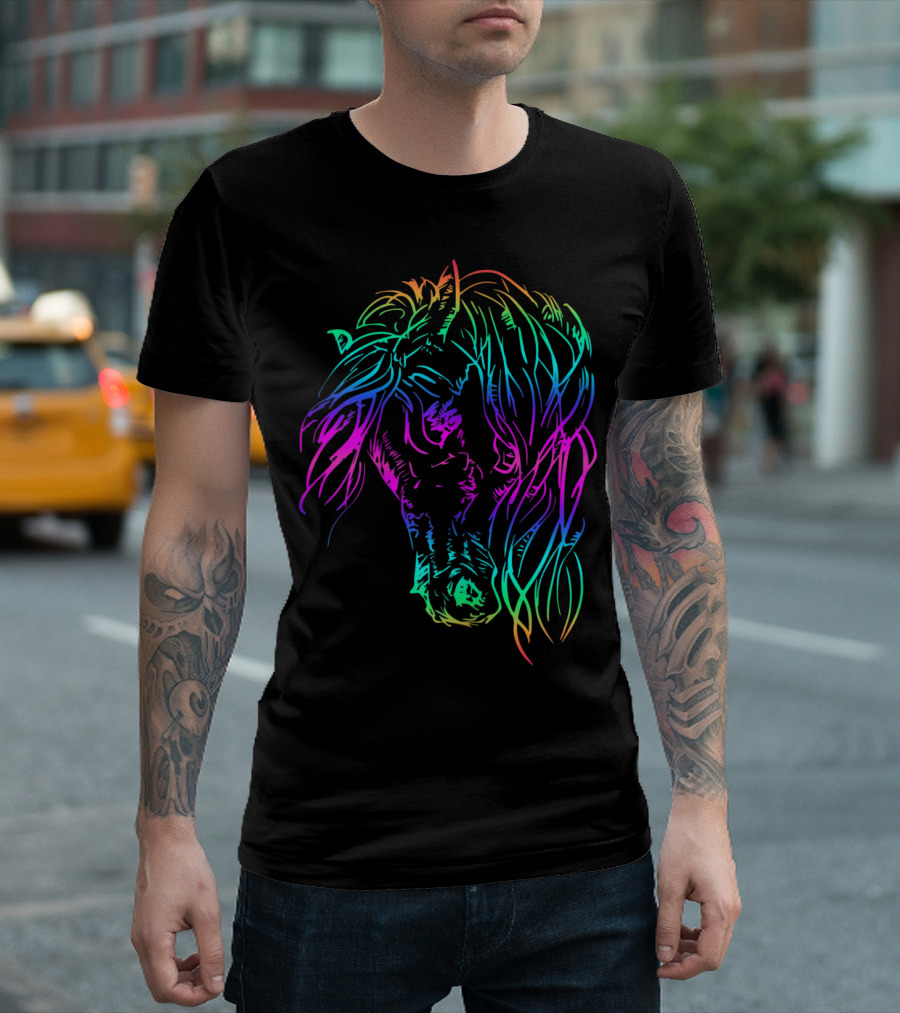 Horse Lovers Riding Equestrian Neon Horse T-Shirt