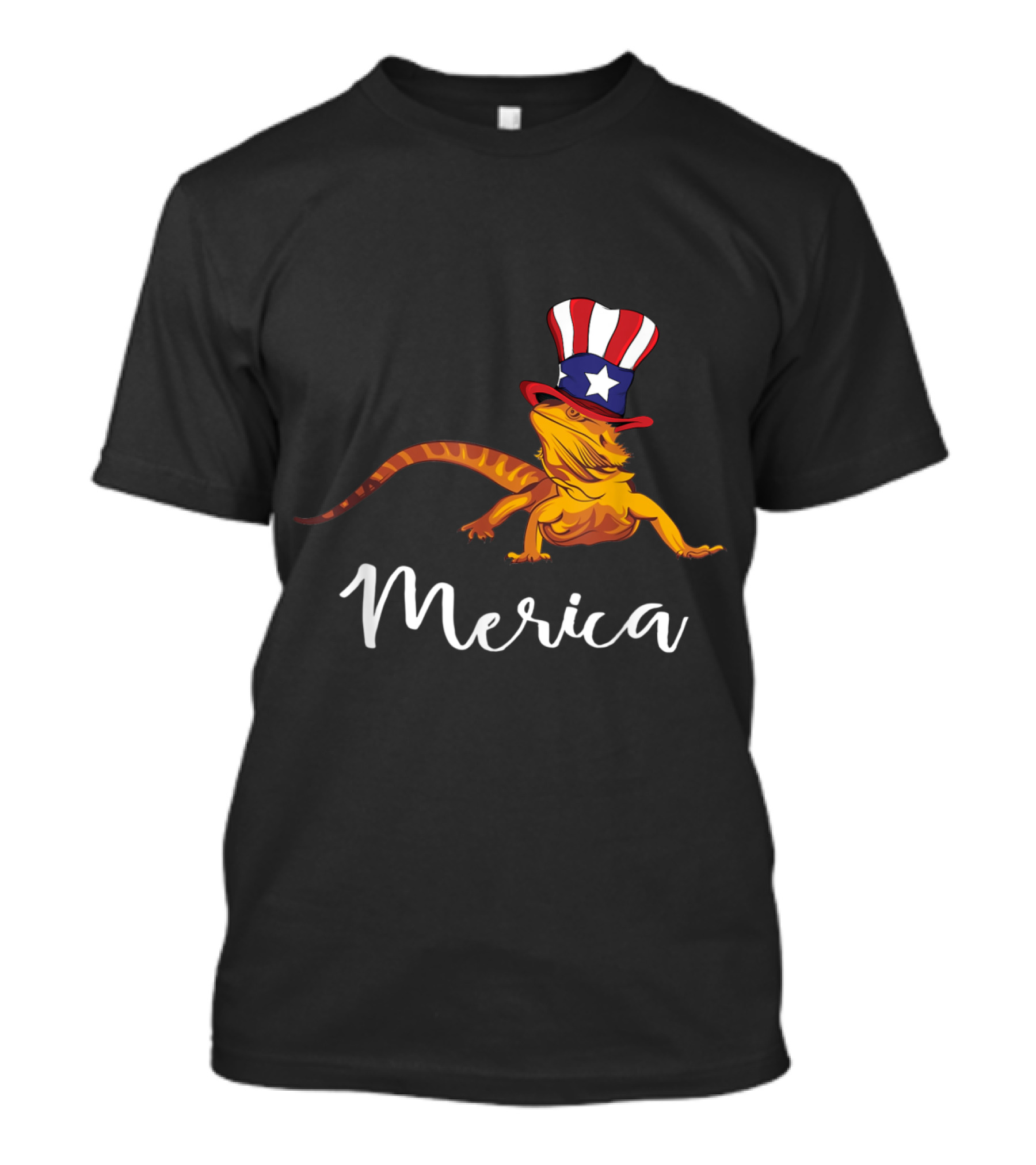 Merica Bearded Dragon Wearing Patriotic American Hat 4th Of July T-Shirt