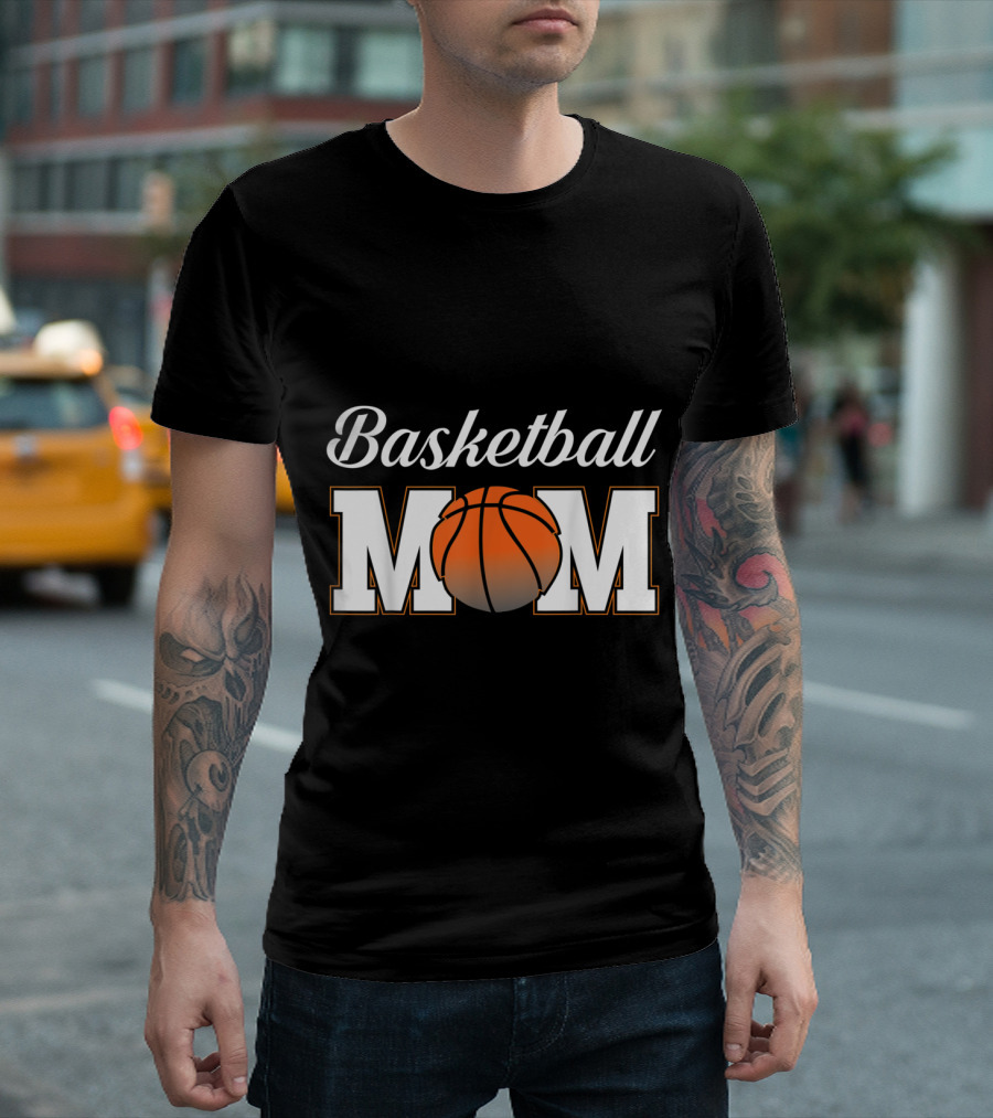 Basketball Mom Sports Enthusiast Graphic with Basketball T-Shirt