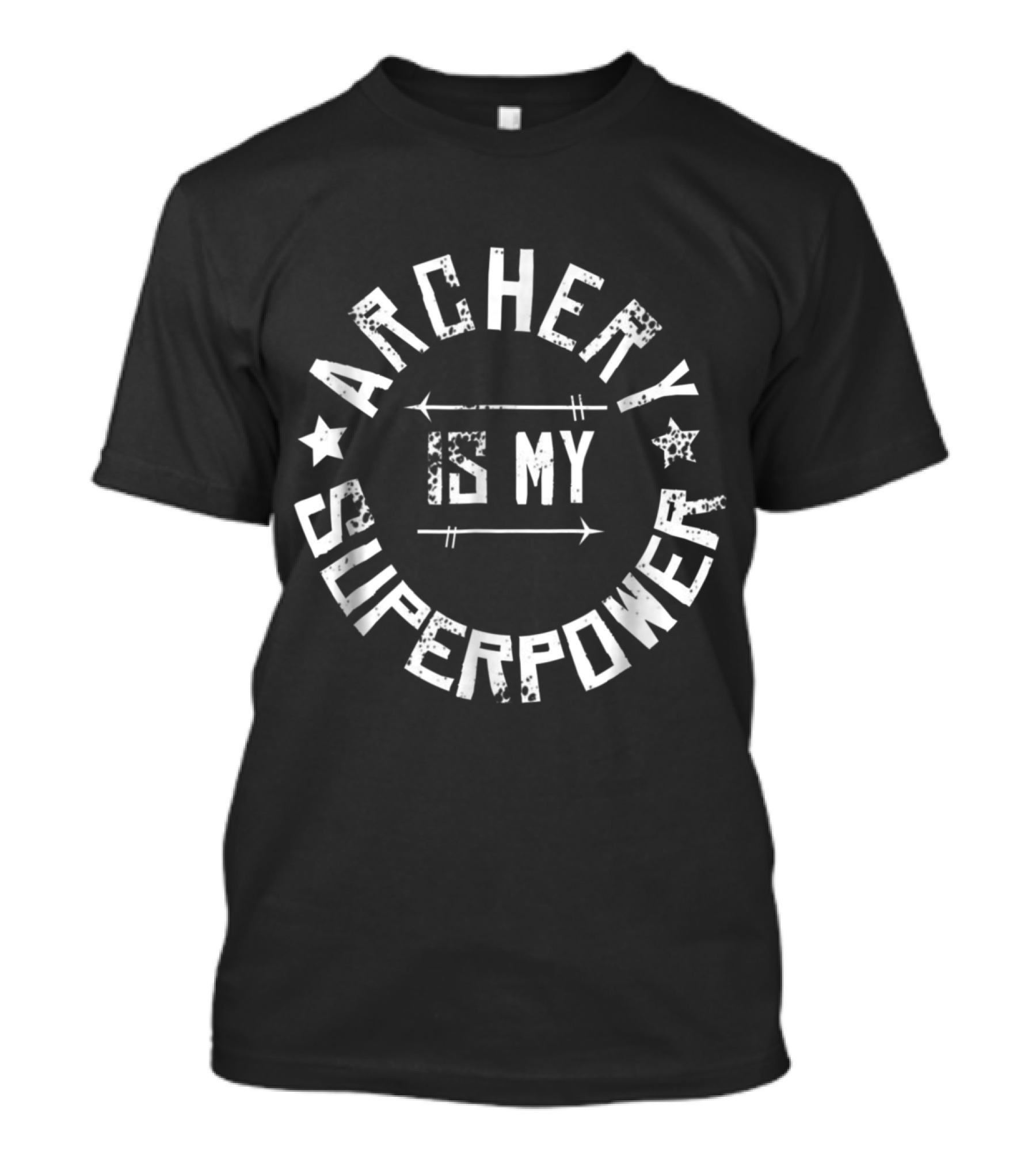 Archery Is My Superpower Distressed Style Design Circle Stars Arrows T-Shirt