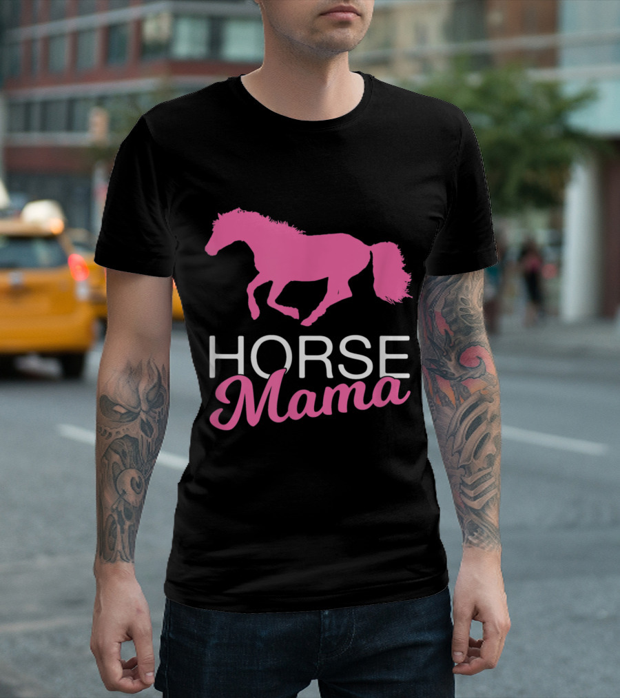 HORSE MAMA Cute Pink Horseback Riding Lover T-Shirt