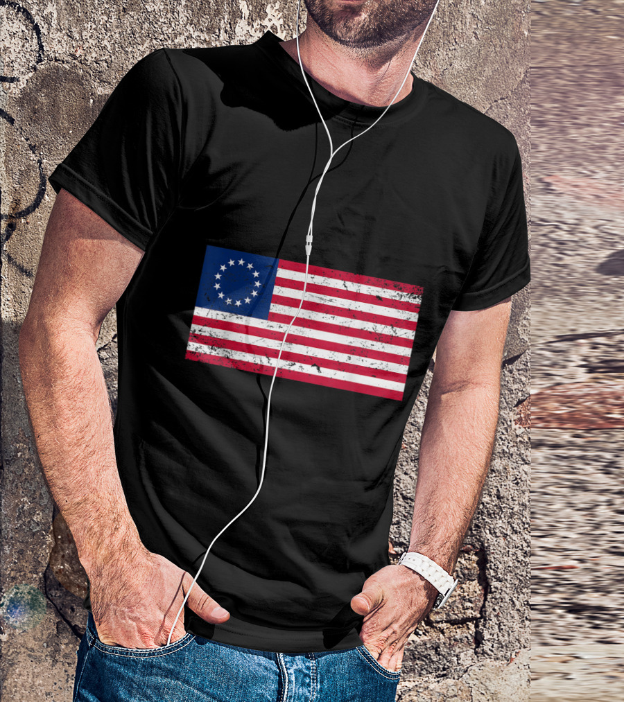 Distressed Betsy Ross American Flag Thirteen Stars T-Shirt