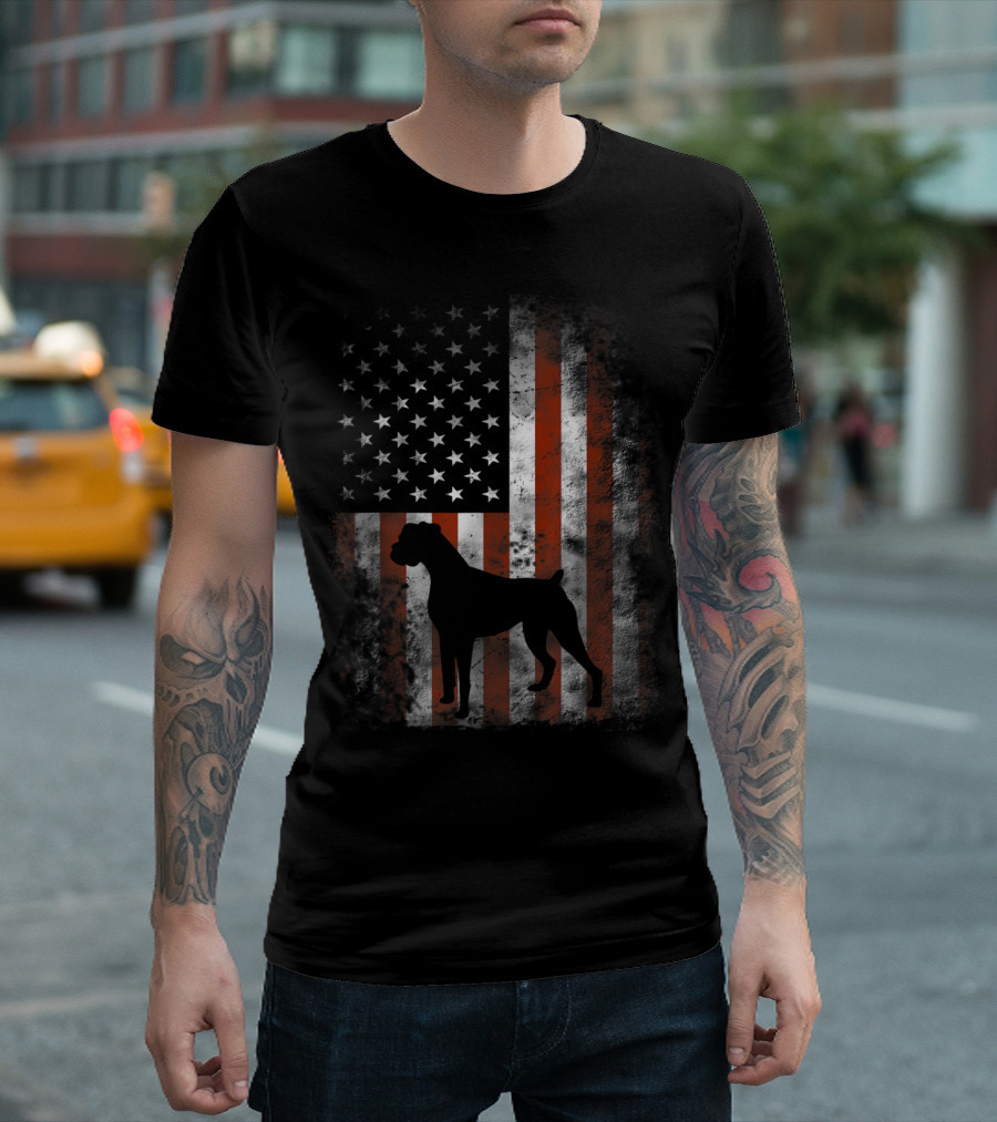 4th Of July American Flag Boxer Dog Patriotic T-Shirt