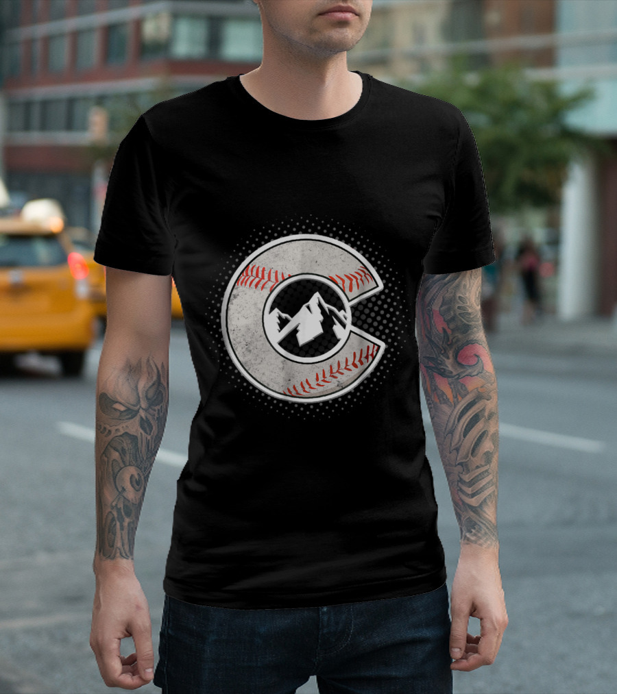 Colorado Baseball Distressed Mountain T-Shirt