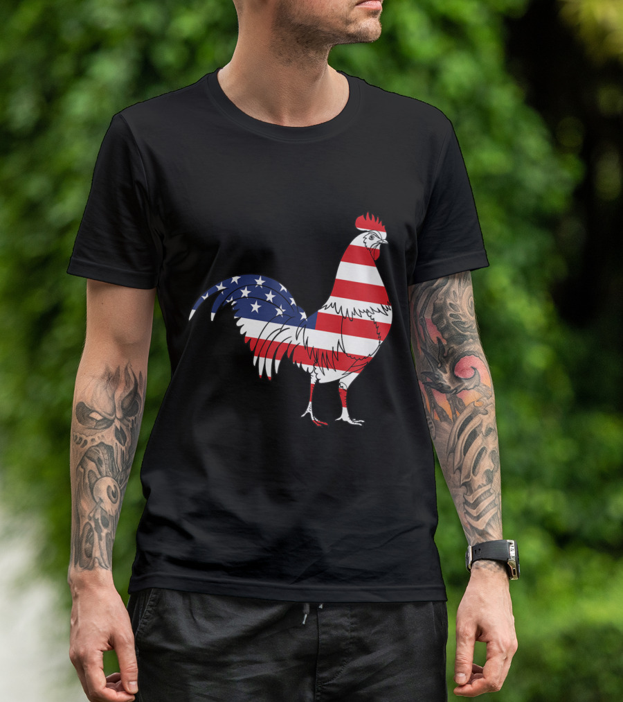 Fourth Of July American Flag Chicken Patriotic Farm Holidays T-Shirt