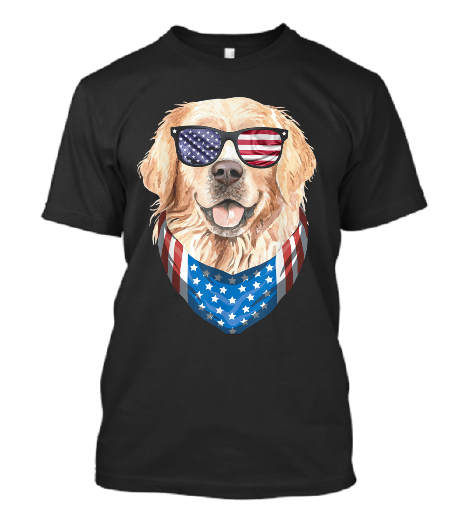 Patriotic Dog With American Flag Bandana And Sunglasses Fourth Of July T-Shirt
