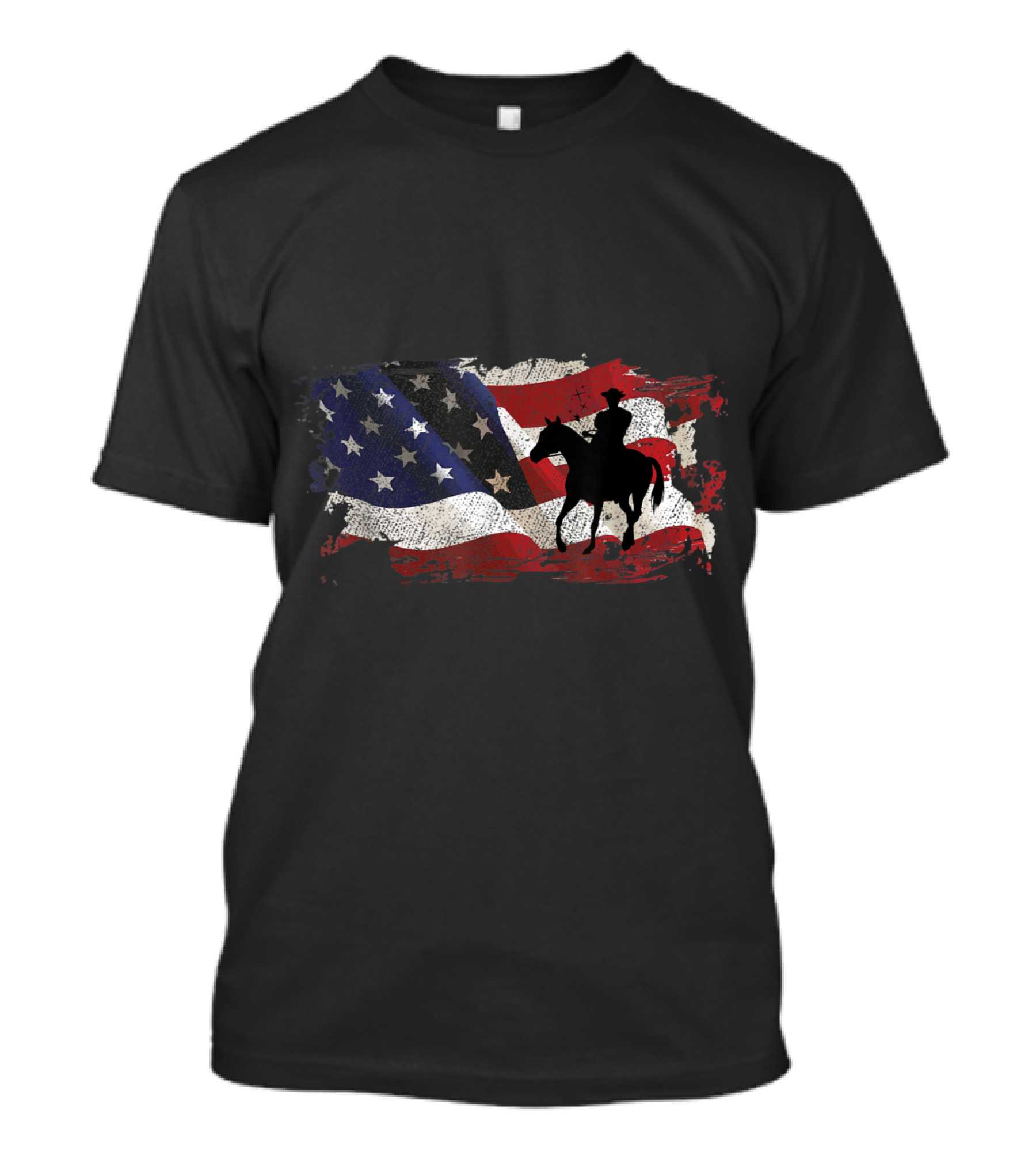 USA Flag Horse Rider Cowboy T-Shirt