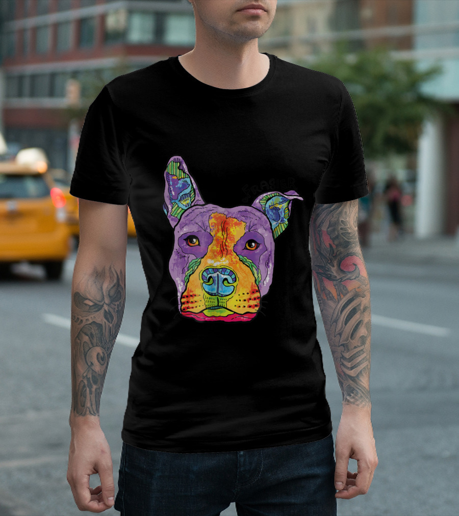 Frasier Colorful Rescue Pitbull T-Shirt