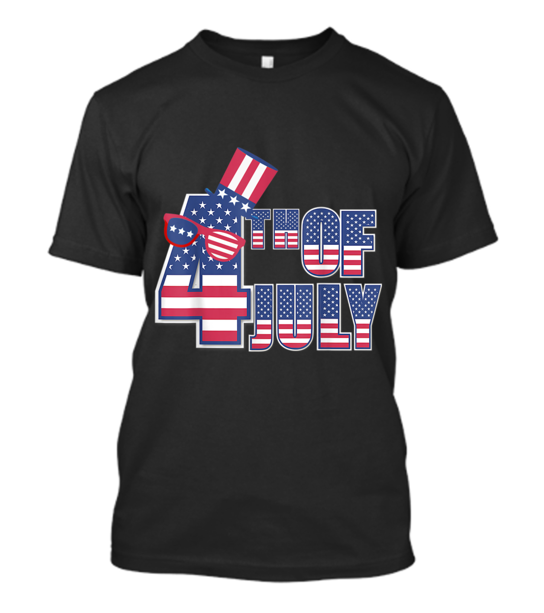 4th Of July Independence Day American Flag Hat And Sunglasses T-Shirt