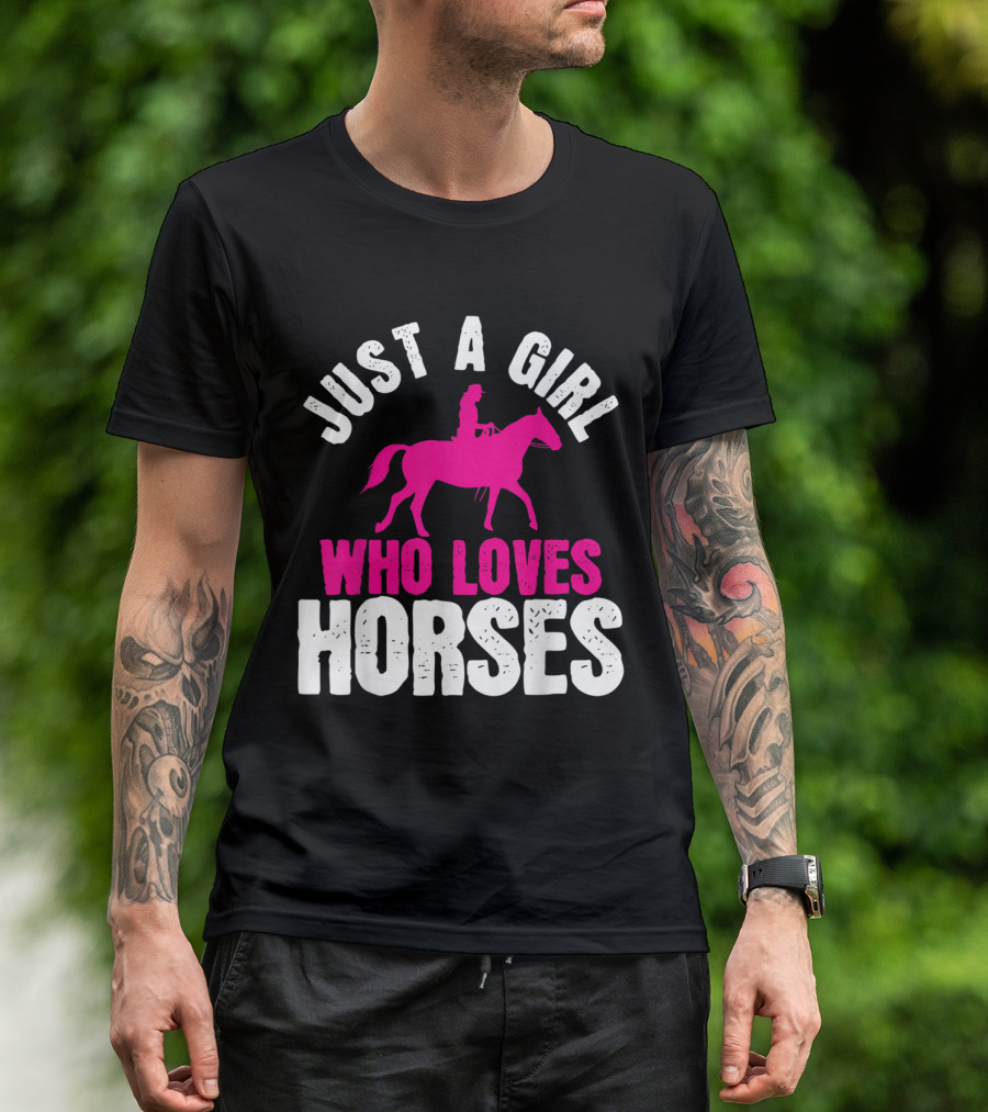 Just A Girl Who Loves Horses Cowgirl Horse Rider T-Shirt