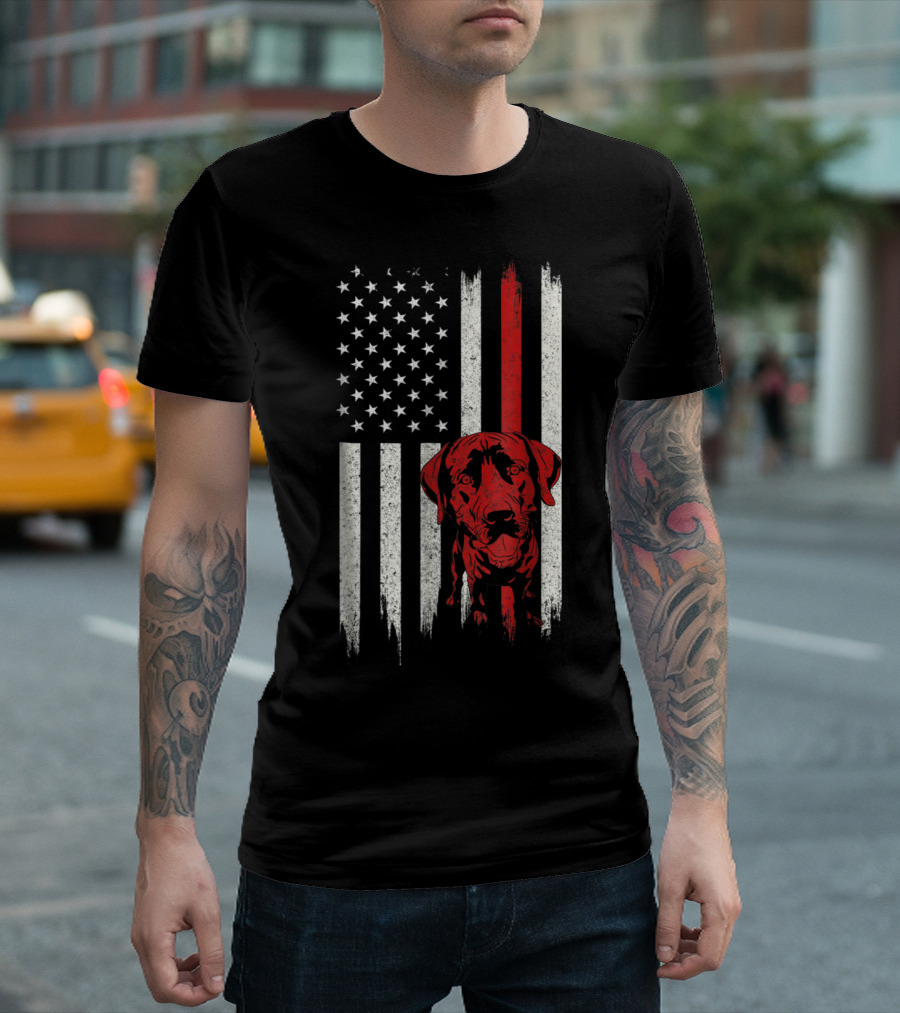 Distressed Labrador Retriever American Flag Wit T-Shirt