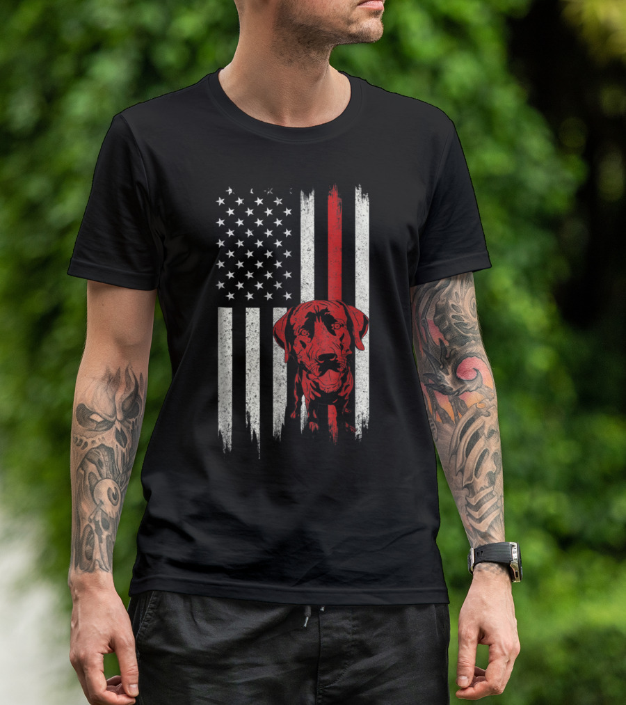 Distressed Labrador Retriever American Flag Wit T-Shirt