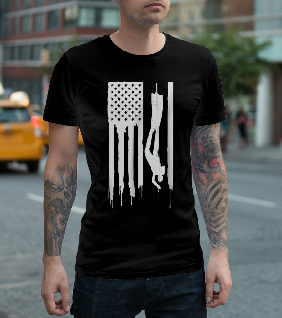 American Flag Diver Scuba Apnea Diving Flag Snorkeling T-Shirt