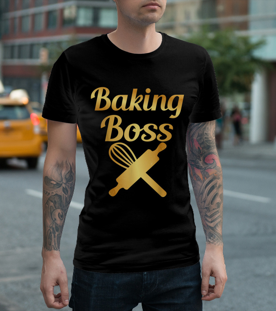 Baking Boss Whisk and Rolling Pin Iconic Funny Baker T-Shirt