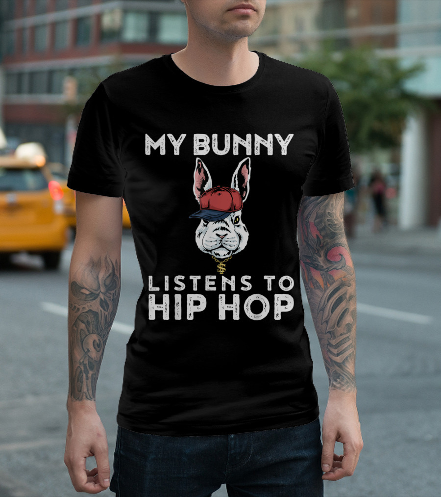 My Bunny Listens to Hip Hop Wearing Cap and Gold Chain T-Shirt