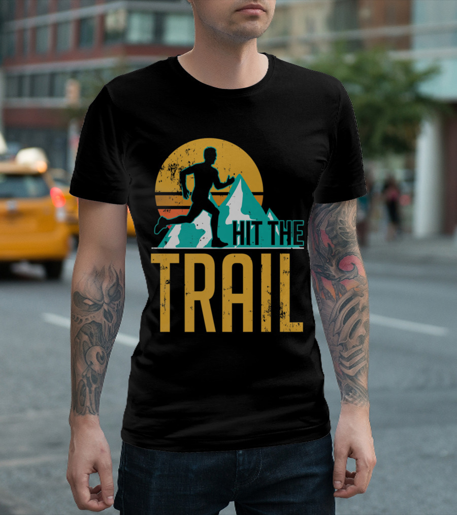 Hit The Trail Mountain Sunset Outdoor Running Adventure T-Shirt
