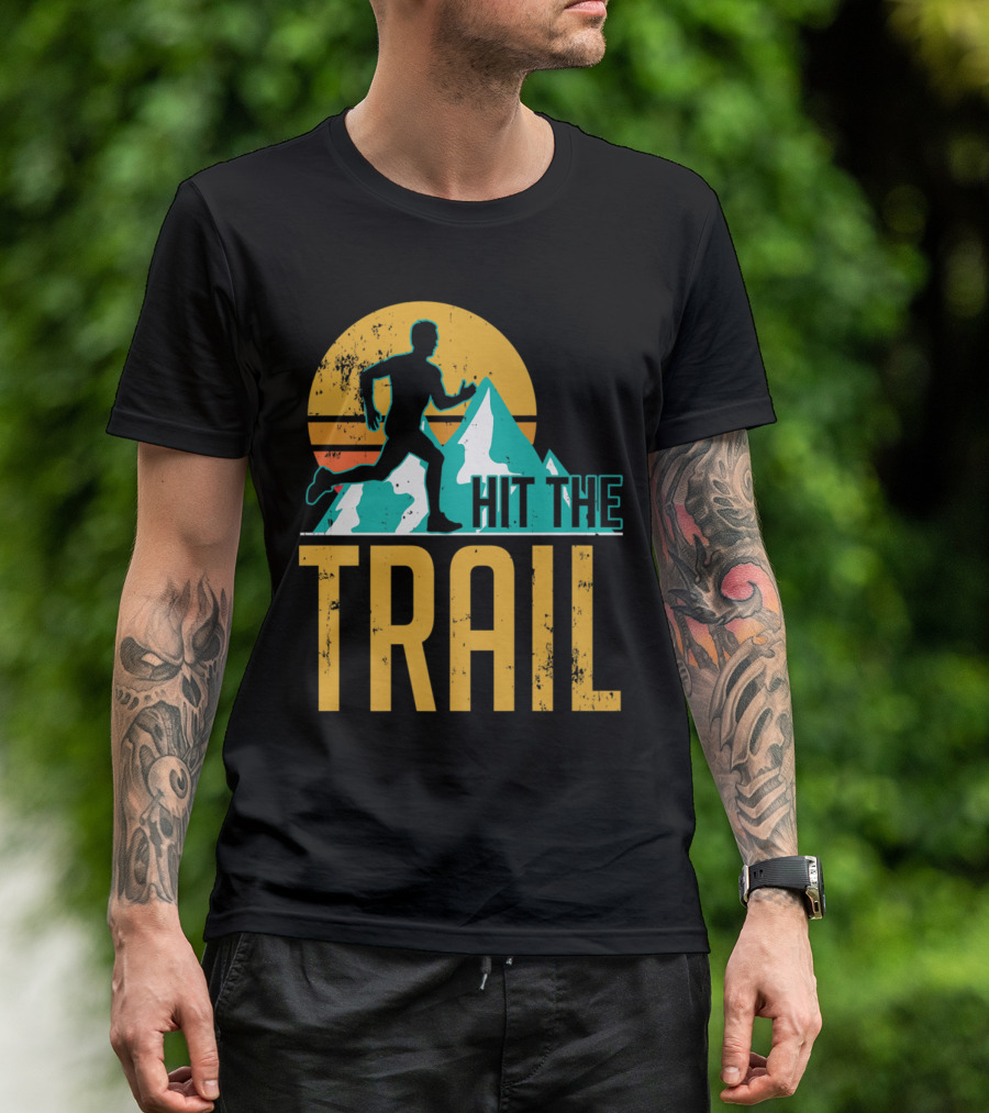 Hit The Trail Mountain Sunset Outdoor Running Adventure T-Shirt