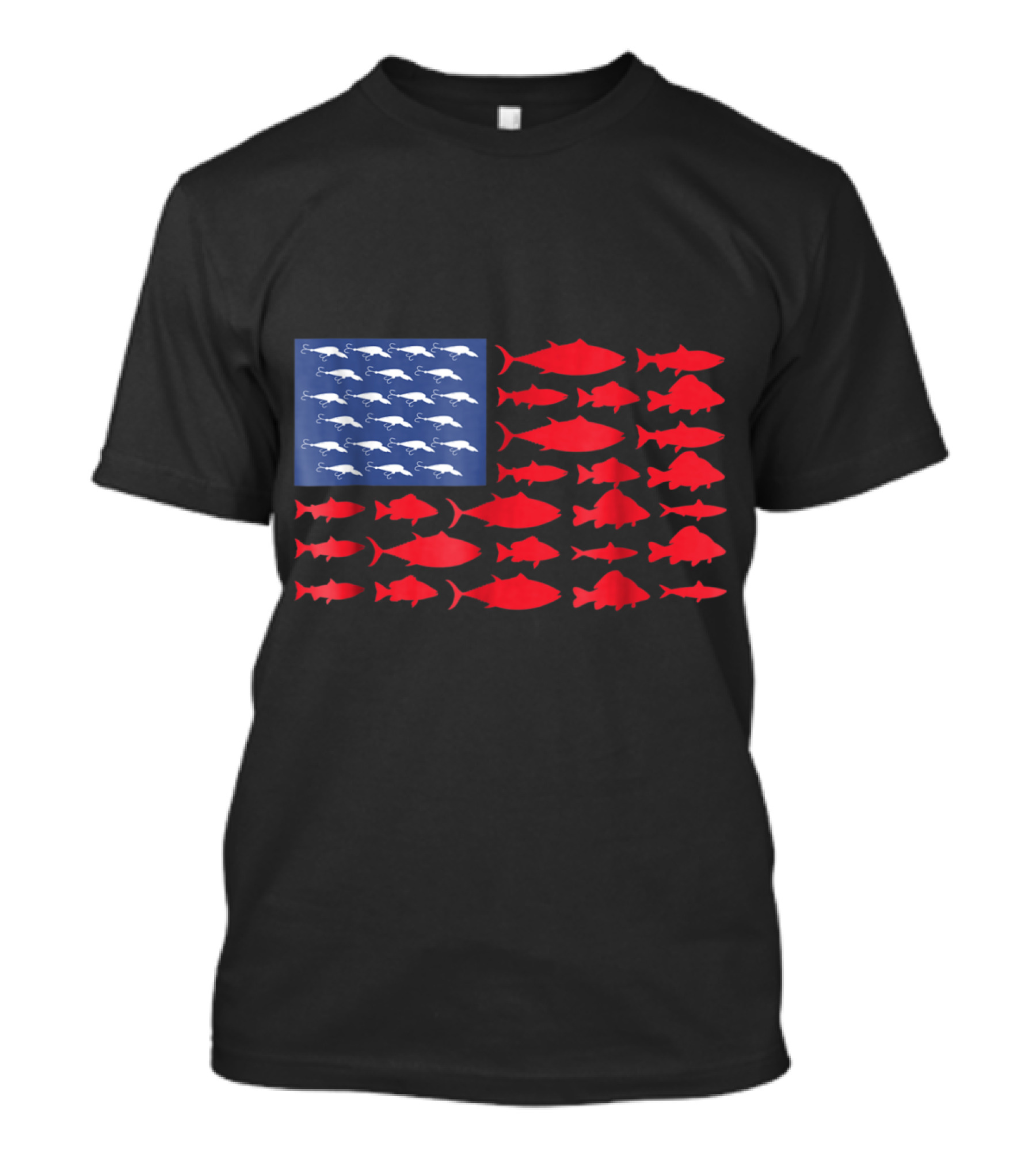 USA Patriotic Fish American Flag T-Shirt