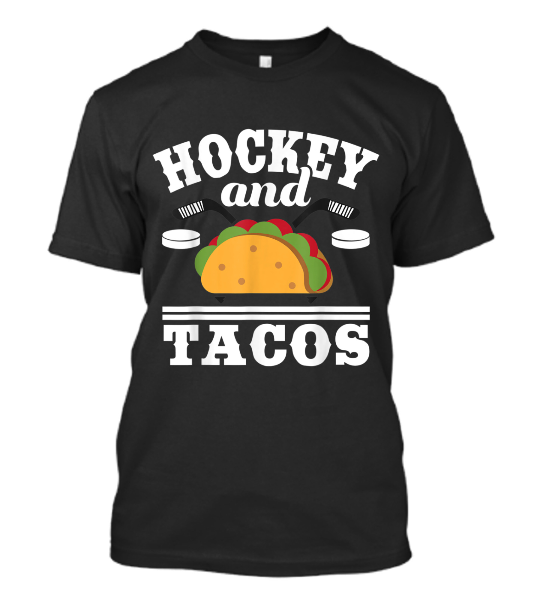 Hockey And Tacos Funny Day With Taco And Hockey Pucks T-Shirt