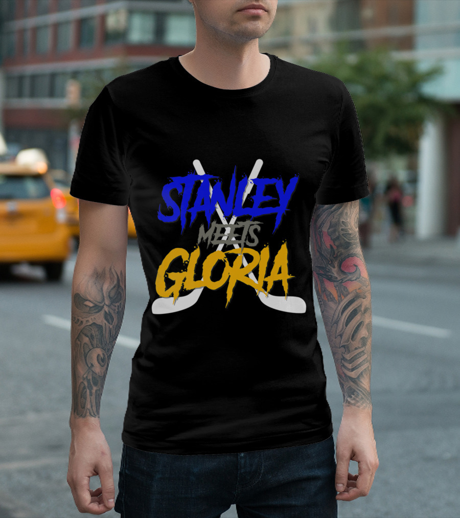 Stanley Meets Gloria Blues Victory Celebration Hockey T-Shirt