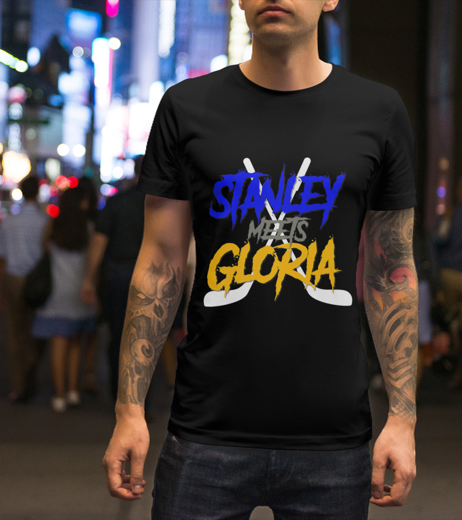 Stanley Meets Gloria Blues Victory Celebration Hockey T-Shirt