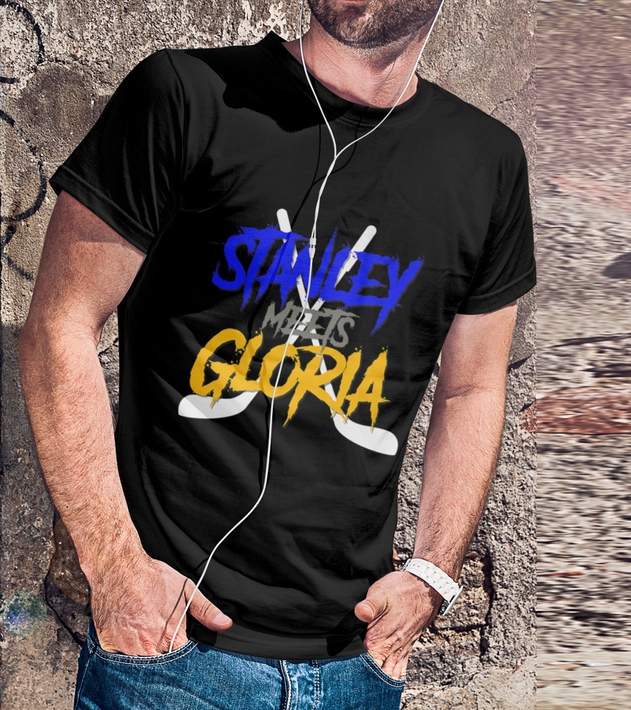 Stanley Meets Gloria Blues Victory Celebration Hockey T-Shirt