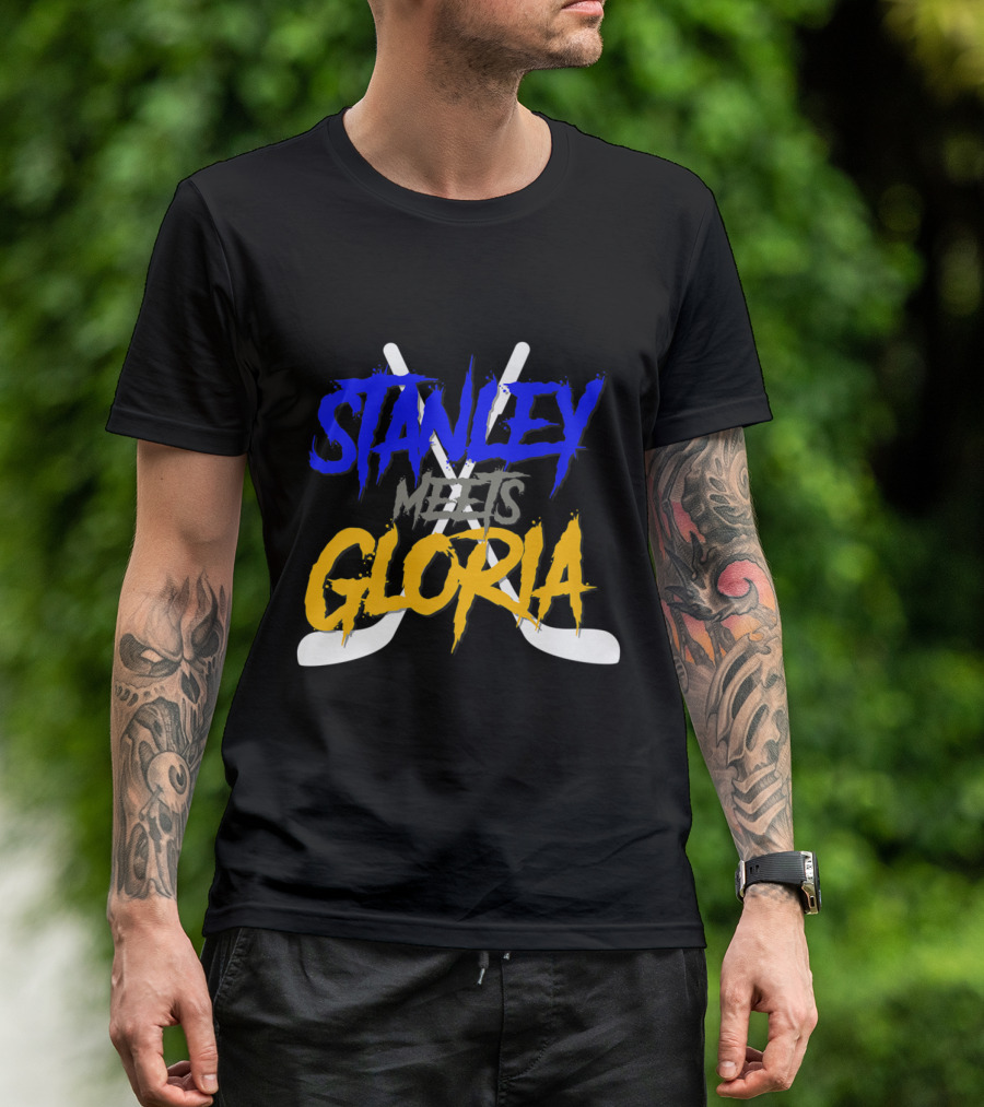 Stanley Meets Gloria Blues Victory Celebration Hockey T-Shirt