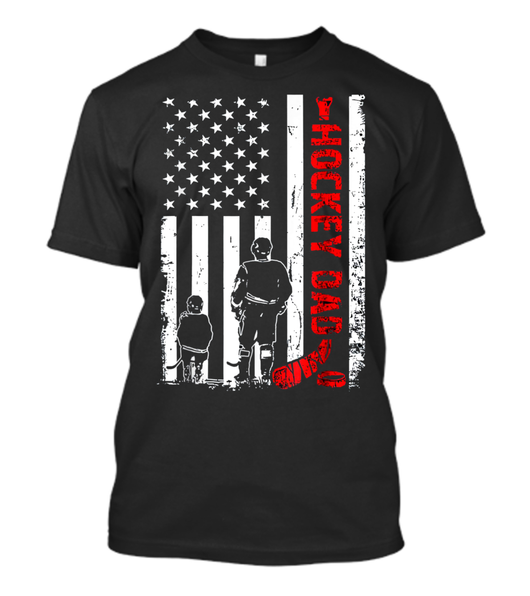 Hockey Dad American Flag Hockey Player And Child T-Shirt