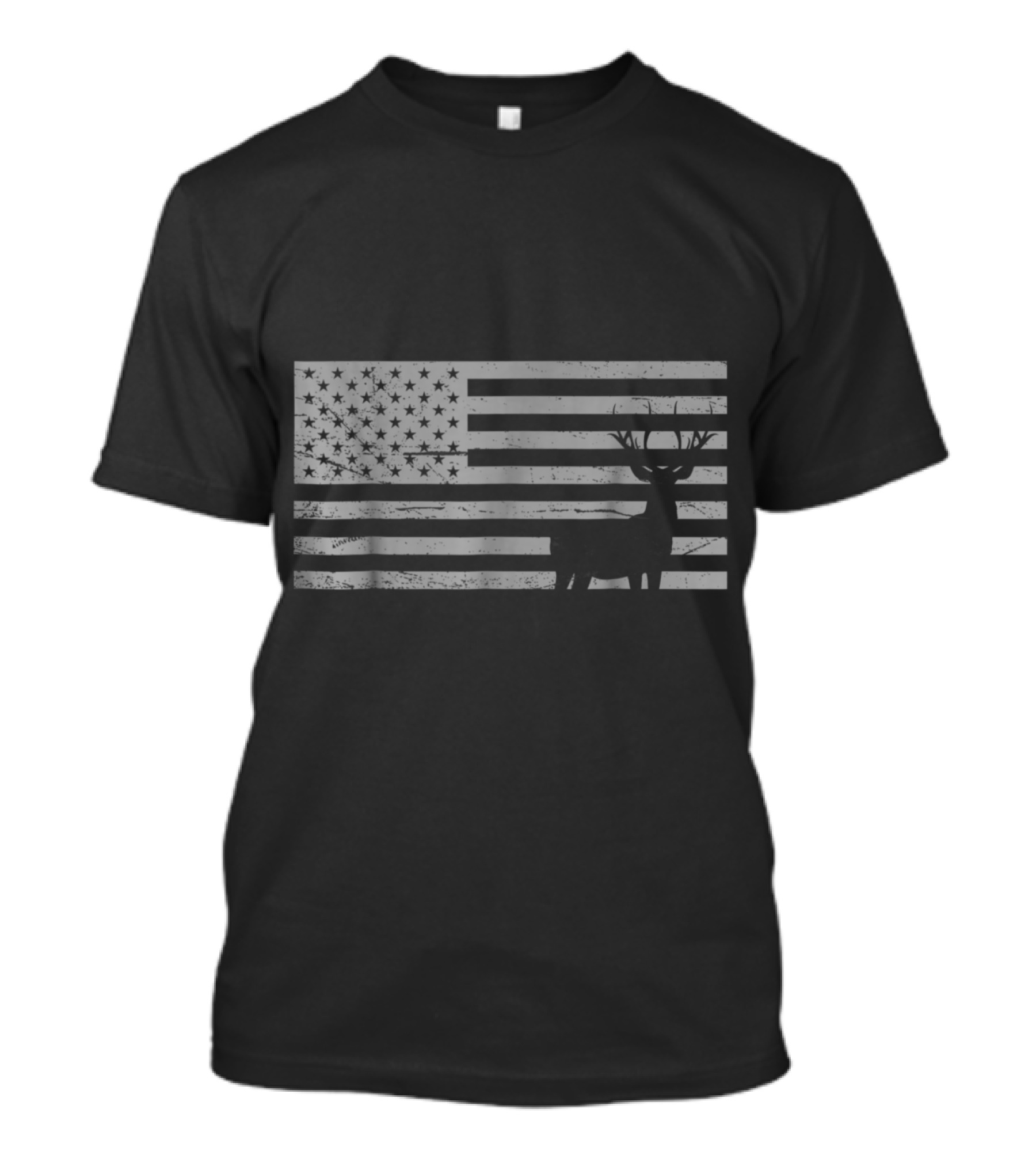 American Flag With Deer Silhouette Hunting T-Shirt