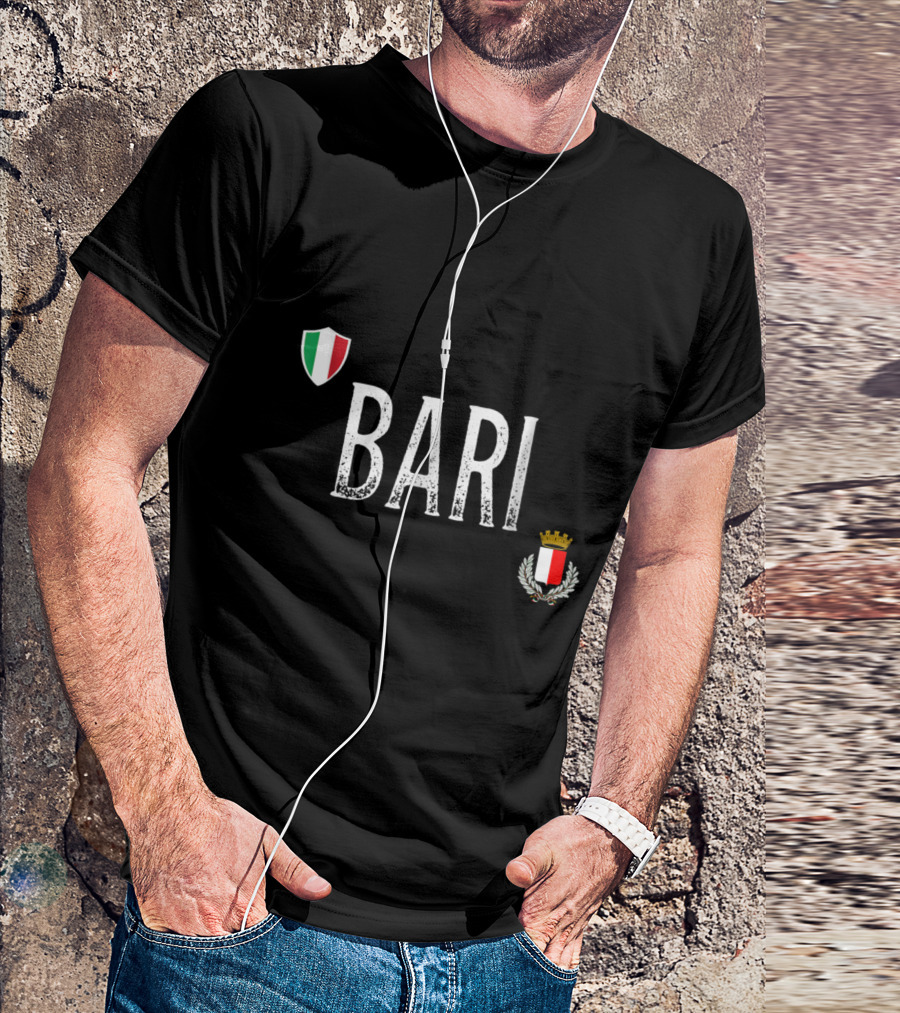 Bari Italy Shield Emblem With Italian Flag And Crowned Coat Of Arms T-Shirt