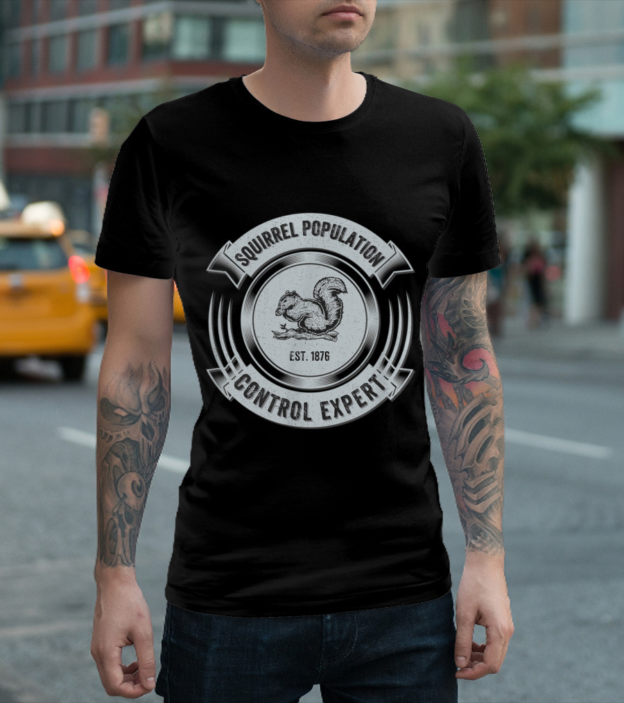 Squirrel Population Control Expert Est. 1876 Hunter Humor T-Shirt