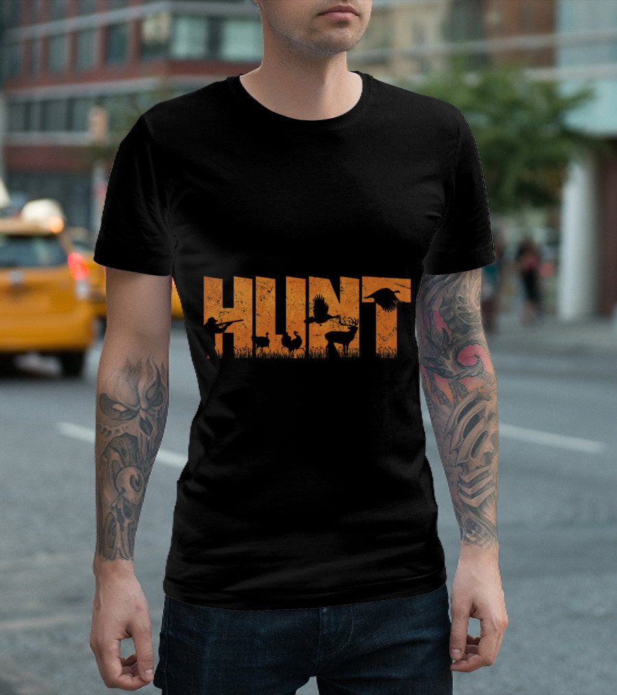Hunt Silhouette With Deer, Turkey, And Pheasant T-Shirt