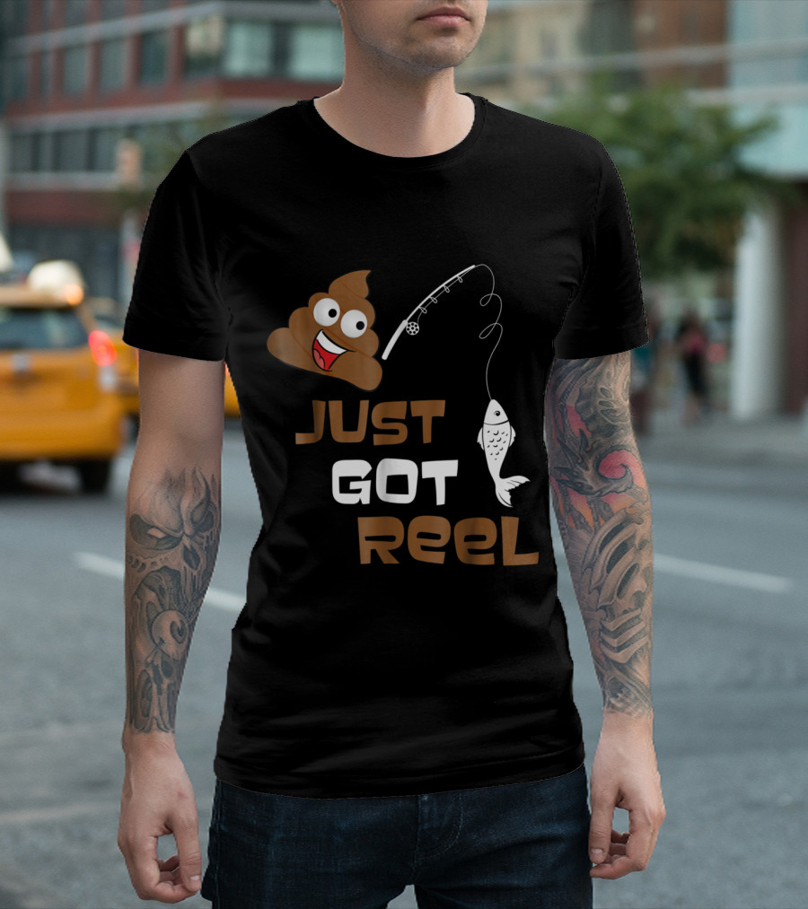Fishing Humor Just Got Reel Emoji Poo Men's T-Shirt