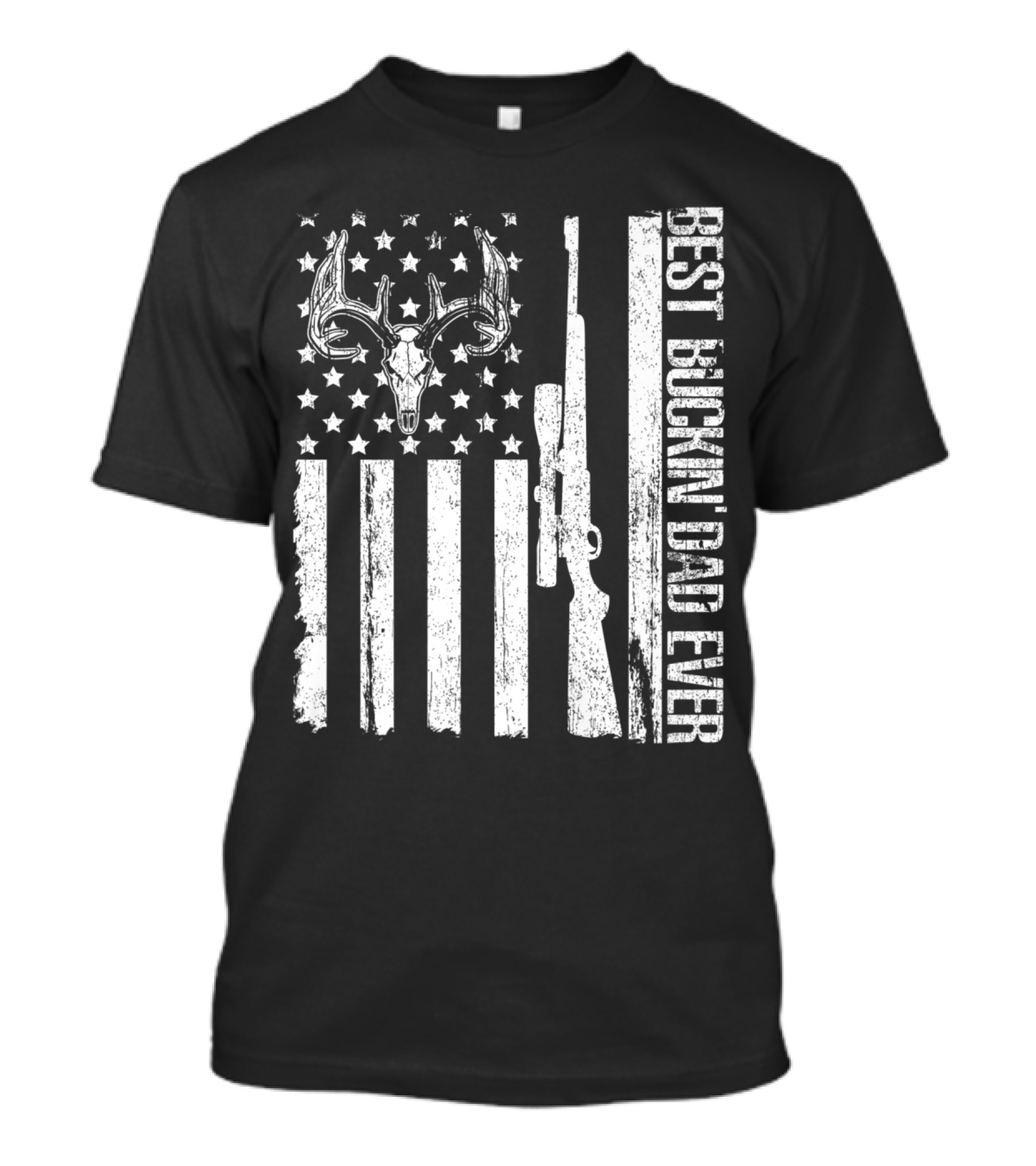 Best Buckin Dad Ever Vintage Deer Hunting US Flag T-Shirt