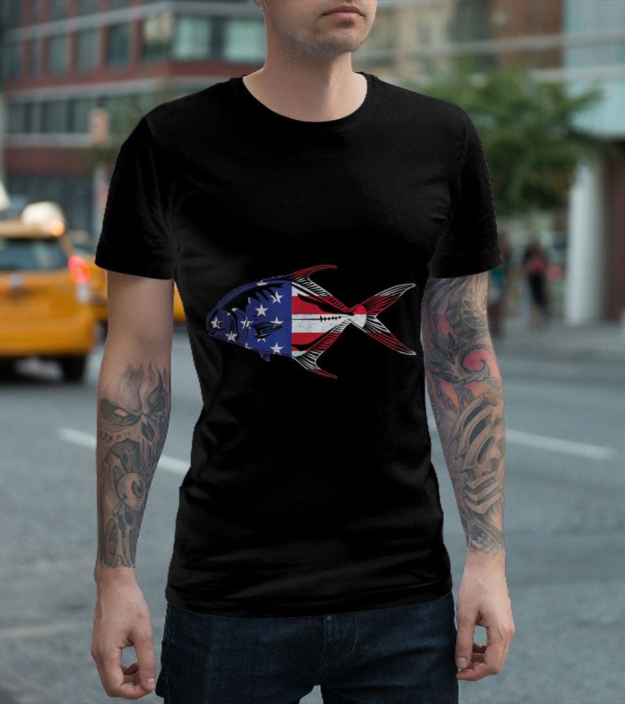 Fishing Permit American Flag Fish America T-Shirt