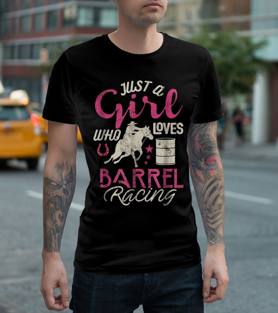 Just A Girl Who Loves Barrel Racing Rider Horse Barrel Stars T-Shirt