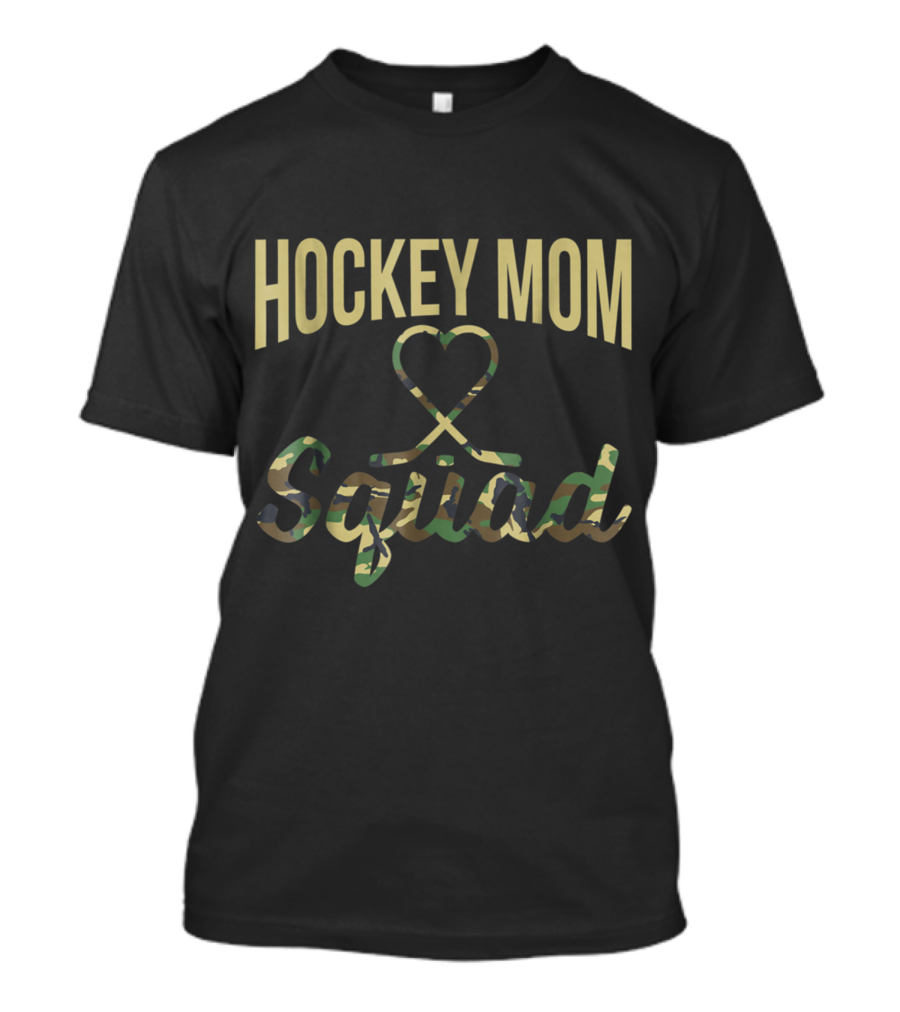 Hockey Mom Squad Camo Heart Crossed Sticks T-Shirt
