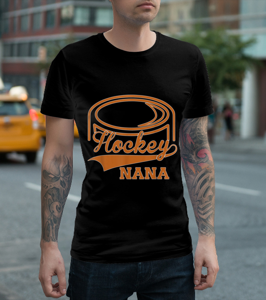 Hockey Nana Orange Puck T-Shirt