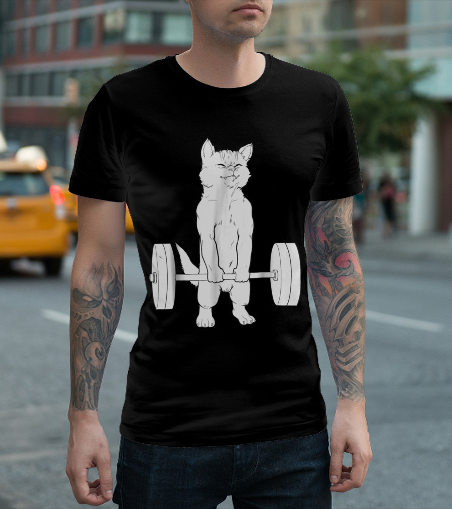 Cat Powerlifting Heavyweight Deadlift Workout T-Shirt
