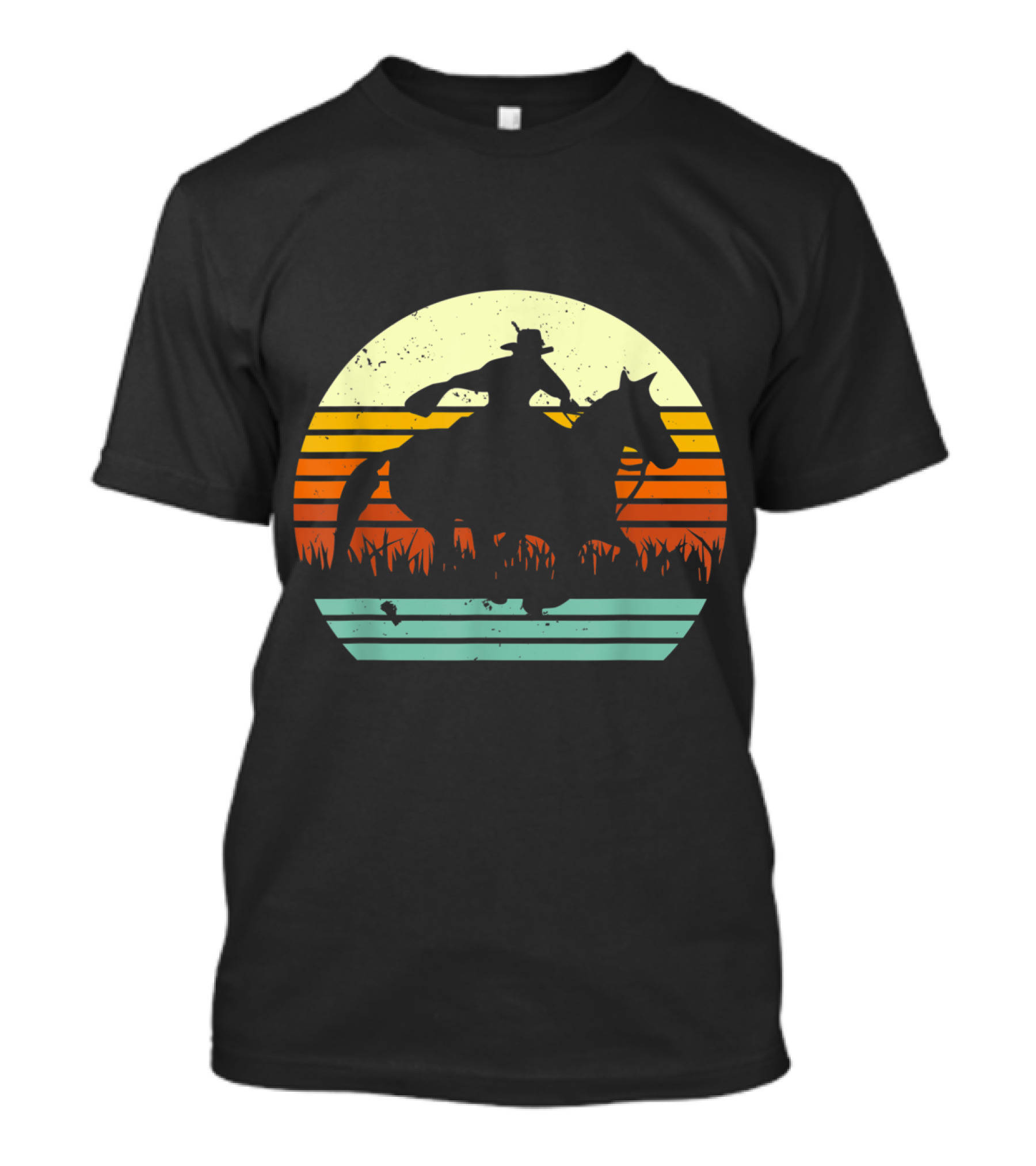 Barrel Racing Galloping Horse Sunset T-Shirt