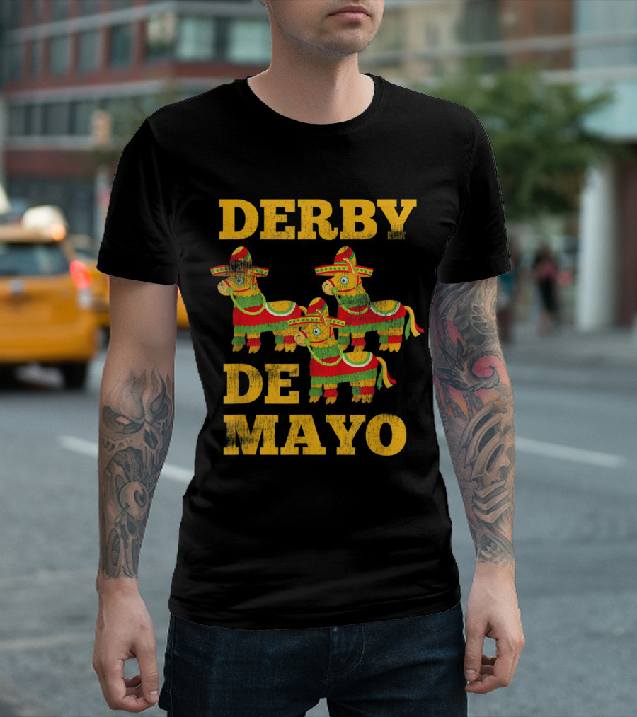 Derby De Mayo Colorful Pinata Horse Racing Trio T-Shirt
