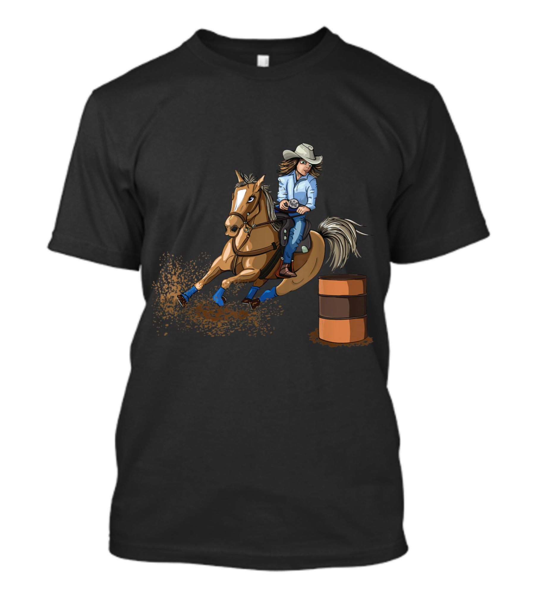 Barrel Racing With Western Cowgirl And Horse Scene T-Shirt
