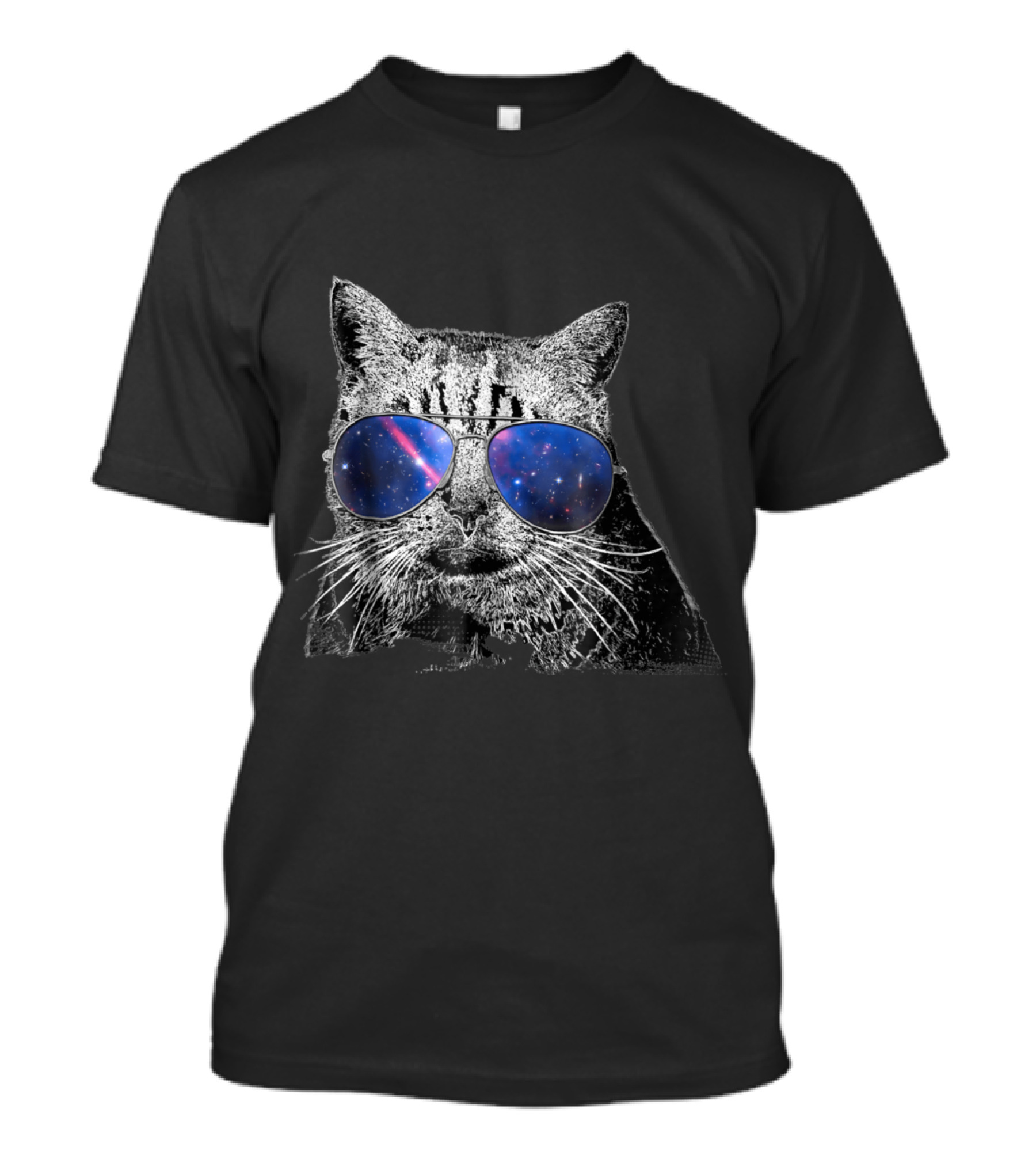 Cool Cat With Galaxy Sunglasses And Cosmic Reflection T-Shirt