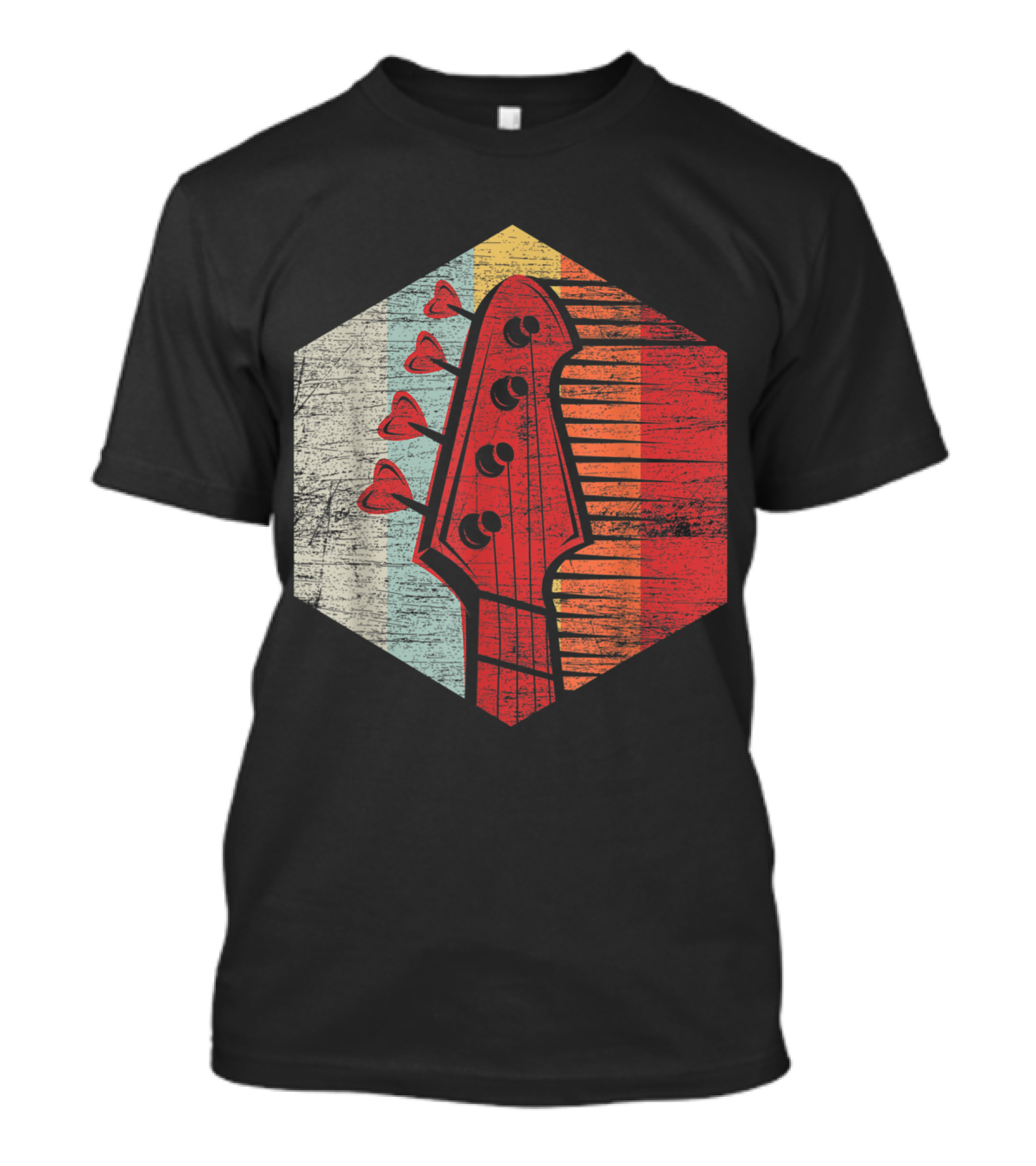 Bass Guitar Musician Retro Stripes T-Shirt