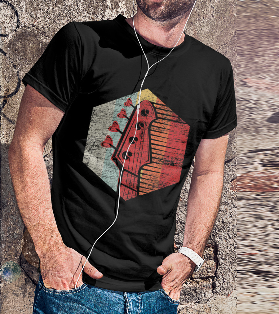 Bass Guitar Musician Retro Stripes T-Shirt