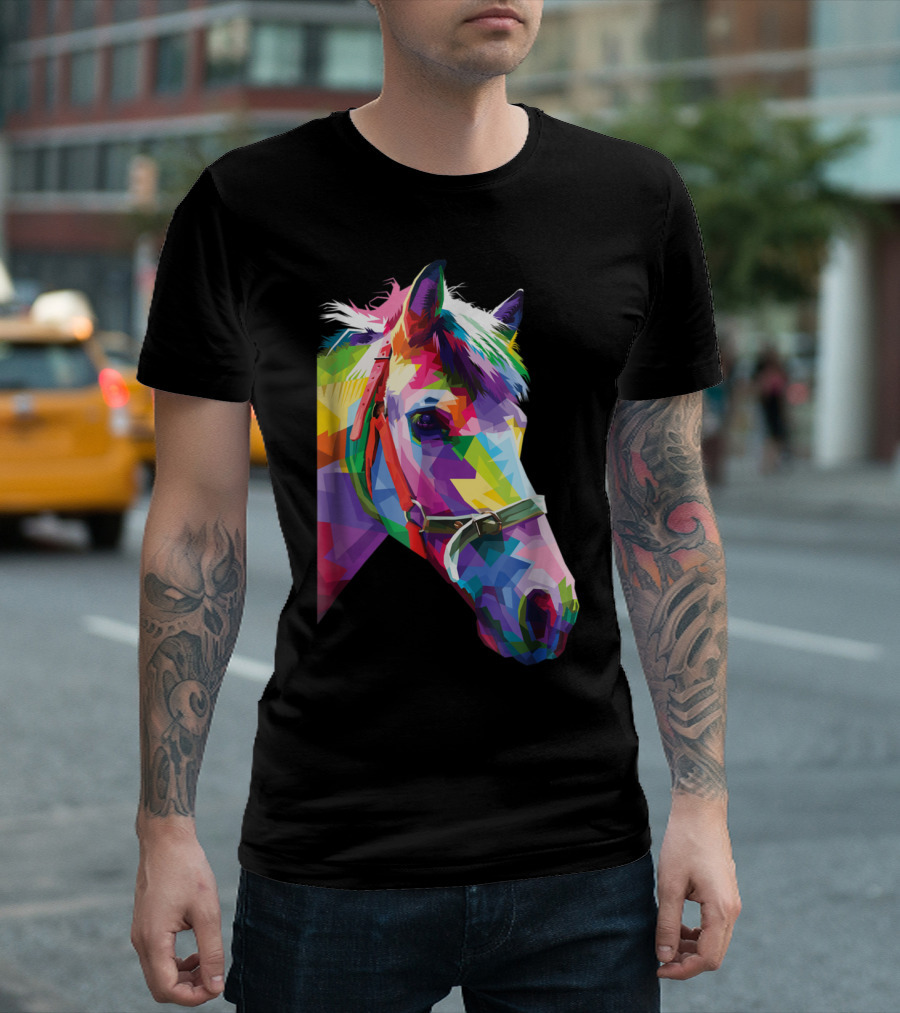 Horse Head Vibrant Pop Art Colorful T-Shirt