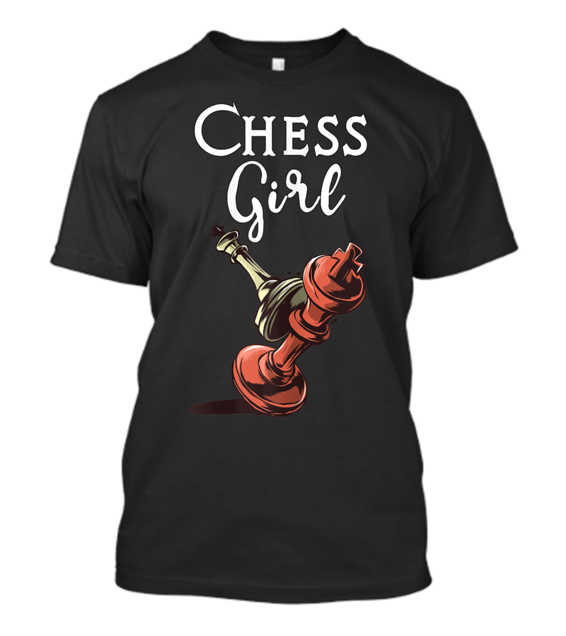 Chess Girl With King And Queen Pieces T-Shirt