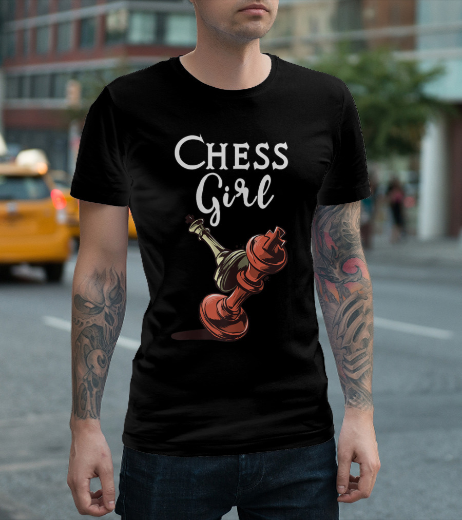 Chess Girl With King And Queen Pieces T-Shirt