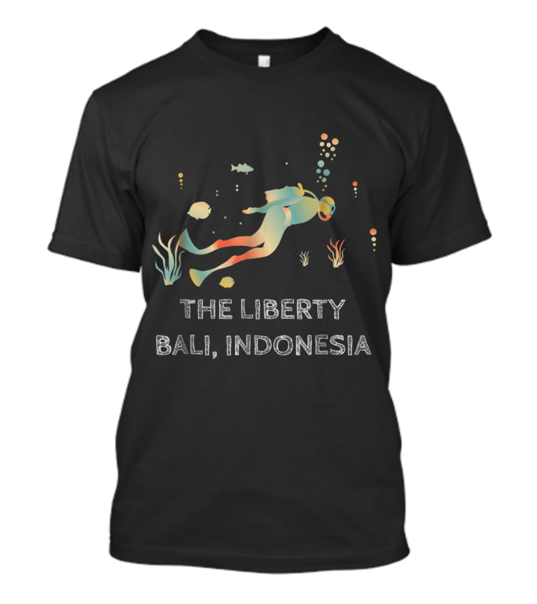 The Liberty Bali Indonesia Diving Adventure With Fish And Bubbles T-Shirt